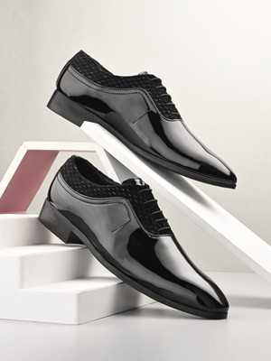 House of Pataudi House Of Pataudi Men Black Faux Leather Formal Lace UP Derby Derby For Men(Black , 8)