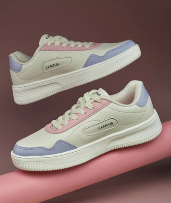 CAMPUS OGL-09 Casual Shoes for Women | Extra-Cushioned Memory Insole | Trendy Lace-Up Sneakers For Women(White , 4)