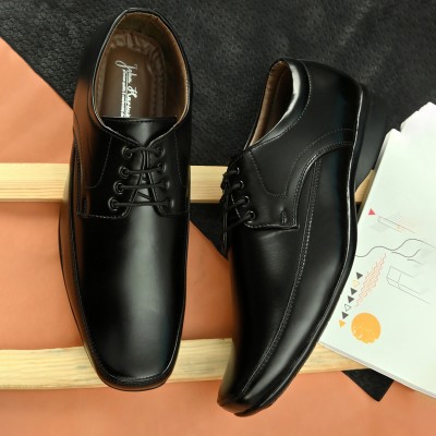 John Karsun black shoes for men formal comfortable formal shoes for men stylish formal shoes Lace Up For Men(Black)