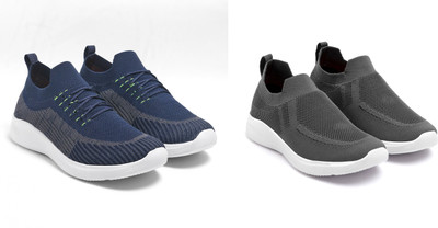 Face Stylish Sports Shoes for Men – Ideal for Running, Gym & Training Sneakers For Men(Navy, Grey , 6)