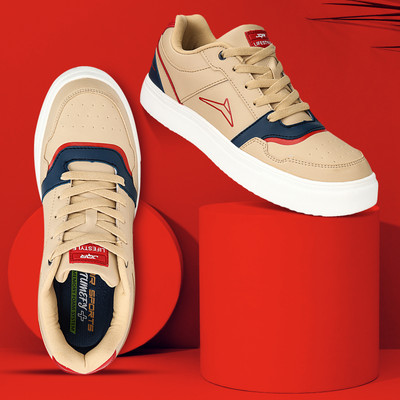 JQR STYLE-004 Sneakers For Men(Beige, Blue, Red , 9)