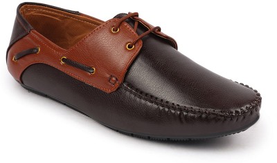 FAUSTO Lace Up Sneakers for Casual Outfit|Fashion|Comfort|Classy|Flexible Sole Boat Shoes For Men(Brown , 11)