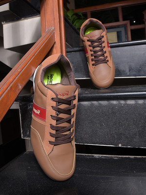 LIBERTY Leap7x LB09-53 Lacing Casual Shoes With TPR Sole | Durable & Comfortable Insole- Sneakers For Men(Tan , 7)