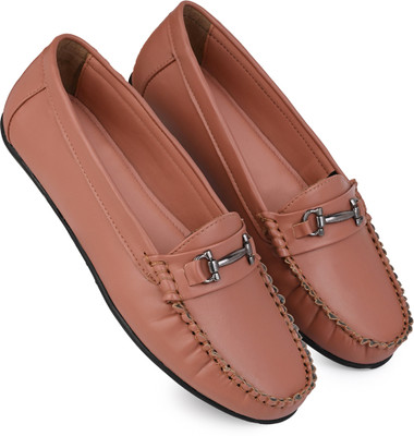 FASINO Soft Comfortable Slip-On Buckle Loafers For Women(Brown , 9)