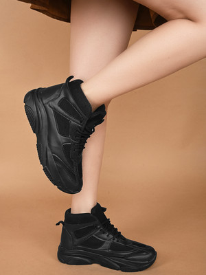 Knoos High ankle Sneakers For Women(Black , 5)