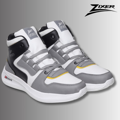 Zixer Casual High Top Shoes For Men High Neck Ankle Boy's Sneakers Fashion Trending Boots For Men(Grey , 10)