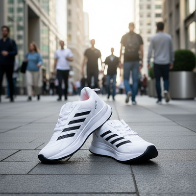 WEARISH Stylish Lightweight White Running Sports shoes Breathable Mesh Walking Gym Sneakers For Men(White , 8)