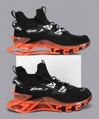 ATOM Spring Edge Alpha 2 Sneakers For Men(Black, Orange , 7)