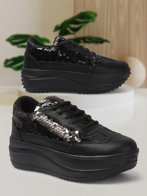 VENDOZ GLITTERY PARTY WEDDING AND CASUAL WEAR Sneakers For Women Sneakers For Women(Black , 3)