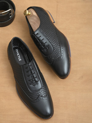 INVICTUS Synthetic Leather Formal Shoes Lace Up For Men(Black , 6)