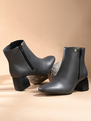 El Paso EL PASO Women Grey Faux Leather Casual Chelsea Boots Boots For Women(Grey , 7)