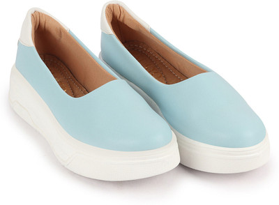 FAUSTO Outdoor Fashion Comfort Height Enhance Platform Heel Ballerina Slip On Shoes Bellies For Women(Blue , 8)