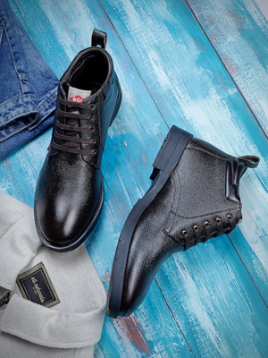 LEE COOPER Leather Ankle Boots| Lace-up & Soft Cushioned Insole for All-Day Comfort Boots For Men(Brown , 10)