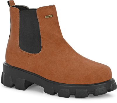 Restroad Chelsea Boots for Women | Premium Suede Look | Comfortable All-Day Wear Boots For Women(Tan , 8)