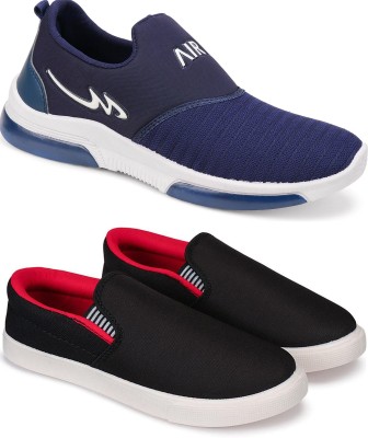 Free Kicks Combo FK-MXO and FK-FM lightweight Slip On Sneakers For Men(Navy , 8)