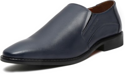 LOUIS STITCH Prussian Blue Leather Mocassins Shoes Formal Loafers Slipons for Men - RXSOBU Slip On For Men(Blue)