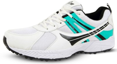 B-Tuf Cricket Shoes Studs Rubber Spikes Sports for Boys Girls Women (CRUZE GR) Cricket Shoes For Men(White, Black, Green , 5)