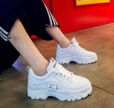 Ifah Korean Lovely Girl White Korean Sneakers For Women Casuals For Women(White , 4)