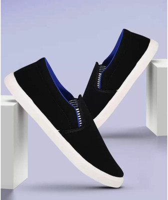 Lee Won Stylish Comfortable Sneakers, Canvas Shoes, Casuals & Loafers For Men(Black , 7)