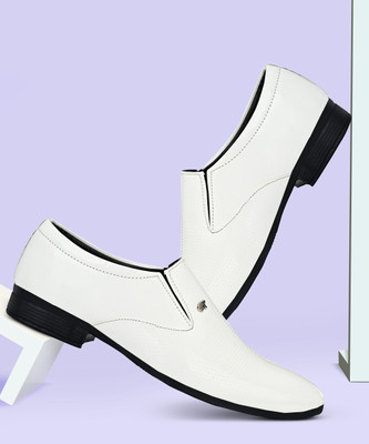 GELLWOJ Stylish White Shoes Slip On For Men(White , 6)