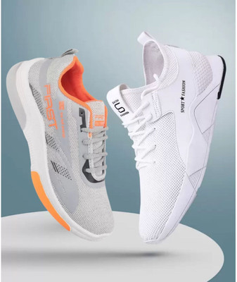 HOTSTYLE Combo Pack Of 2 Running Shoes For Men(White, Grey , 6)