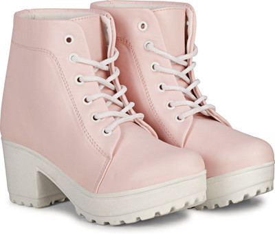 KILLER Latest Trendy Ankle Block Heel Boots Boots For Women(Pink , 6)