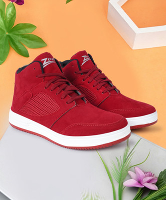 Zixer High Ankle Casual Shoes For Men Chunky Fashion Sneakers For Boys| Dancing Shoes High Tops For Men(Red, White , 10)