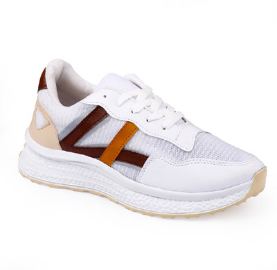 BXXY Men's White Casual Sports Running Laceup Light Weight, Outdoor Shoes Jogging Shoes For Men(White , 8)