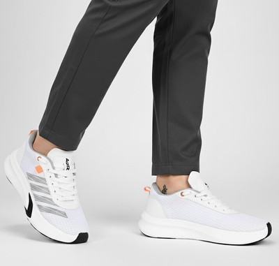 JK PORT Men's White Mesh Athletic Trainer with Silver Stripes Casuals For Men(White, Grey , 10)