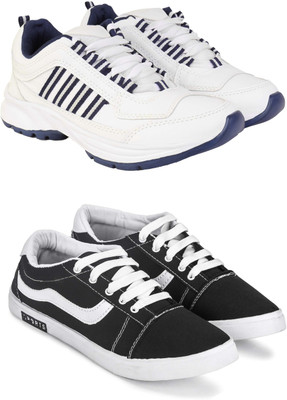 Pennen Men's Lightweight Comfortable Sports Shoes Casuals For Men(Black, White , 6)