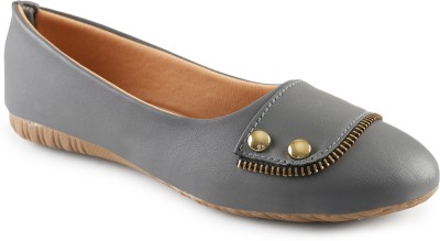 Wildtaps Women's Flat Ballerina Faux Leather Upper Antiskid Sole Bellies For Women(Grey , 7)