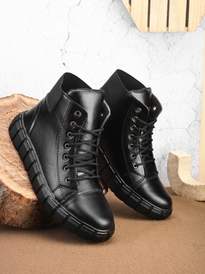Prolific Moto Inspired High top Boots For Men(Black)