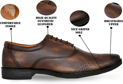house of common Formal Shoes Outdoors For Men(Brown , 8)