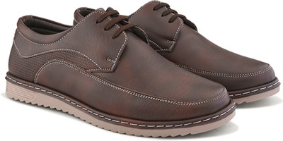 Roadster Men solid casual leatherette lace up lightweight memory foam|sneakers shoes Boat Shoes For Men(Brown , 7)