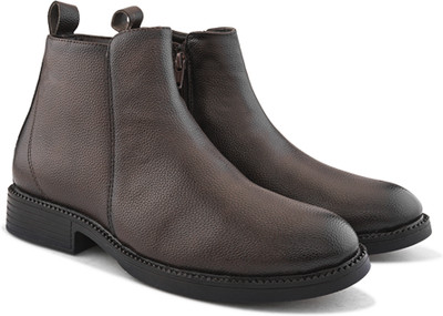 Roadster Men solid casual high top regular leatherette chelsea boots shoes Boots For Men(Brown , 6)