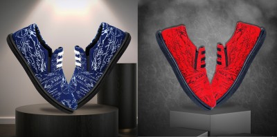 KANEGGYE Canvas|Lightweight|Comfort|All Seasons|Trendy|Casual Shoes Slip On Sneakers For Men(Blue, Red , 6)