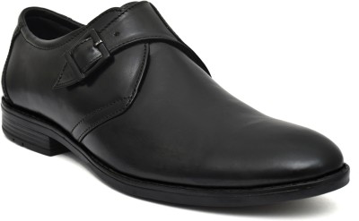 GMERD Genuine Leather Formal Shoes Monk Strap For Men(Black)