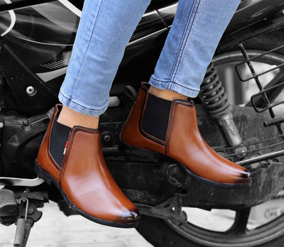 BRANDIGO Versatile Style: Ideal for casual, formal, and party wear occasions. Boots For Men(Tan , 7)