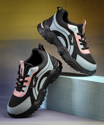 asian Casual Sneaker Shoes For Women | Stylish and Comfortable | FLORA-03 Sneakers For Women(Black, Pink , 8)