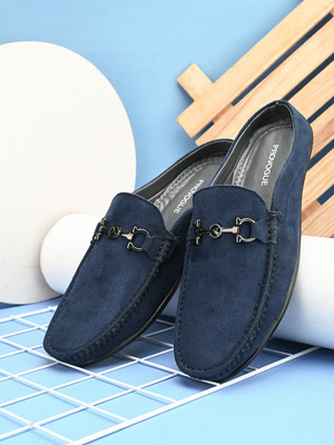 PROVOGUE SS24 3054 Open Suede Loafers Loafers For Men(Blue , 7)