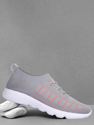 M7 By Metronaut 22509-Zebra L.Grey Orange Running Shoes For Men(Grey , 8)