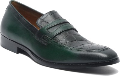 LOUIS STITCH Green Premium Italian Leather Mocassin Loafer for Men Mocassin For Men(Green , 10)