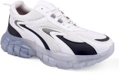 BXXY Men's White Casual Sports Running Laceup Light Weight, Outdoor Shoes Jogging Shoes For Men(White, Black, Grey , 10)