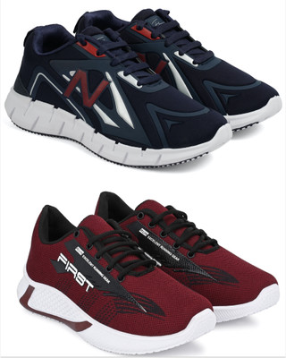 Free Kicks Combo Of 2 Shoes FK- B4-Norway & FK-565 Sneakers For Men(Red, Navy , 10)