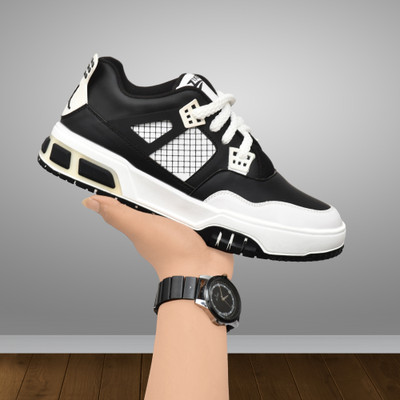 Zixer Jorden 4 Sneakers Casual Shoes For Men||Boys Stylish chunky sneaker for men For Men(Black , 6)