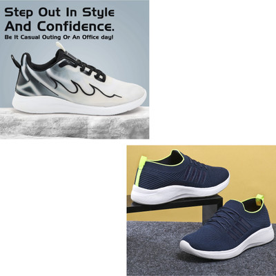 Face Men's Lightweight Running Shoes – Comfortable, Stylish Casual Shoes for Walkin Sneakers For Men(Black, Navy , 8)