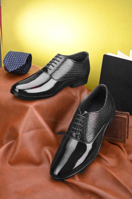 HERE&NOW HERE&NOW Black Patent Italian Lace-Up shoes Party Wear For Men(Black , 8)