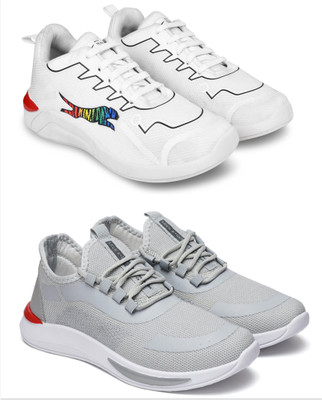 Free Kicks Combo Of 2 Shoes FK-PM-1100 & FK-434 Sneakers For Men(Grey , 6)