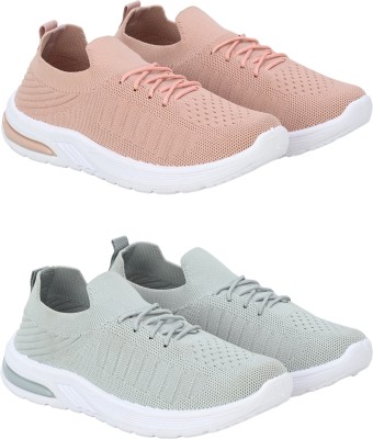 BIRDE Combo Pack of 2 Premium Sports Shoes Running Shoes For Women(Pink, Grey , 6)