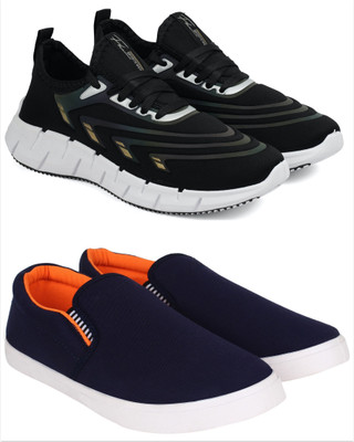 Free Kicks Combo Of 2 Shoes FK- B3-Beat & FK-Fitman Sneakers For Men(Blue, Orange , 9)